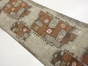 色紙・丸文に古典柄模様織出し袋帯